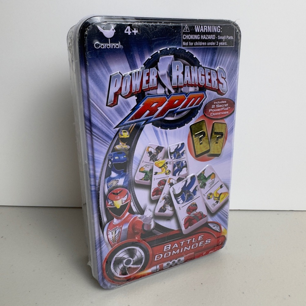 Vintage Cardinal Power Rangers RPM Battle Dominoes Game Tin Secret Power Foil